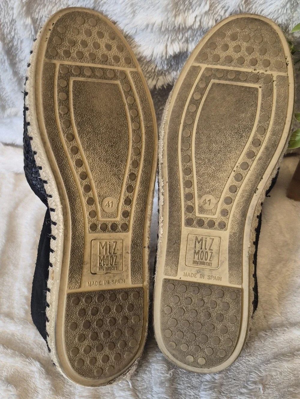 Miz Mooz Cindy Espadrilles Black Woven Leather D'Orsay Flats Women's Sz 10 US